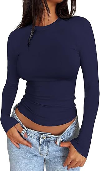 Womens Solid Color Long Sleeve Shirts