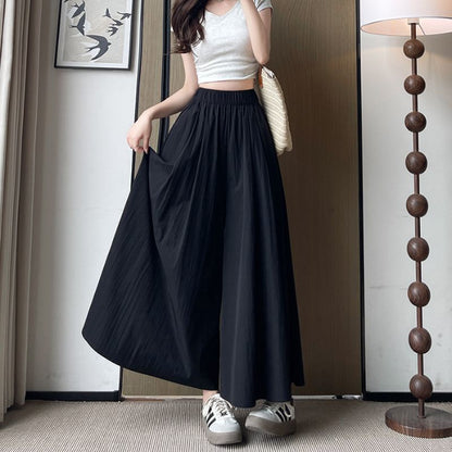 High Waist Wide Leg Ice Silk Culottes