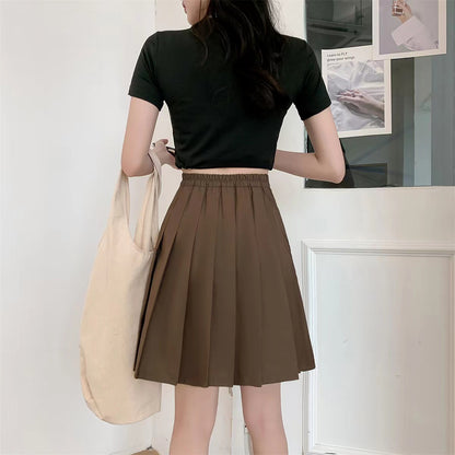 Elastic Waist Pleated Skirt