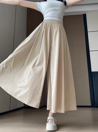 High Waist Wide Leg Ice Silk Culottes