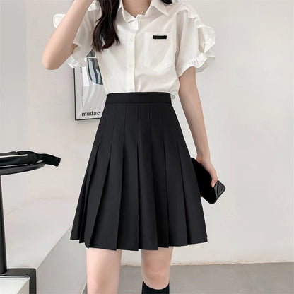 Elastic Waist Pleated Skirt