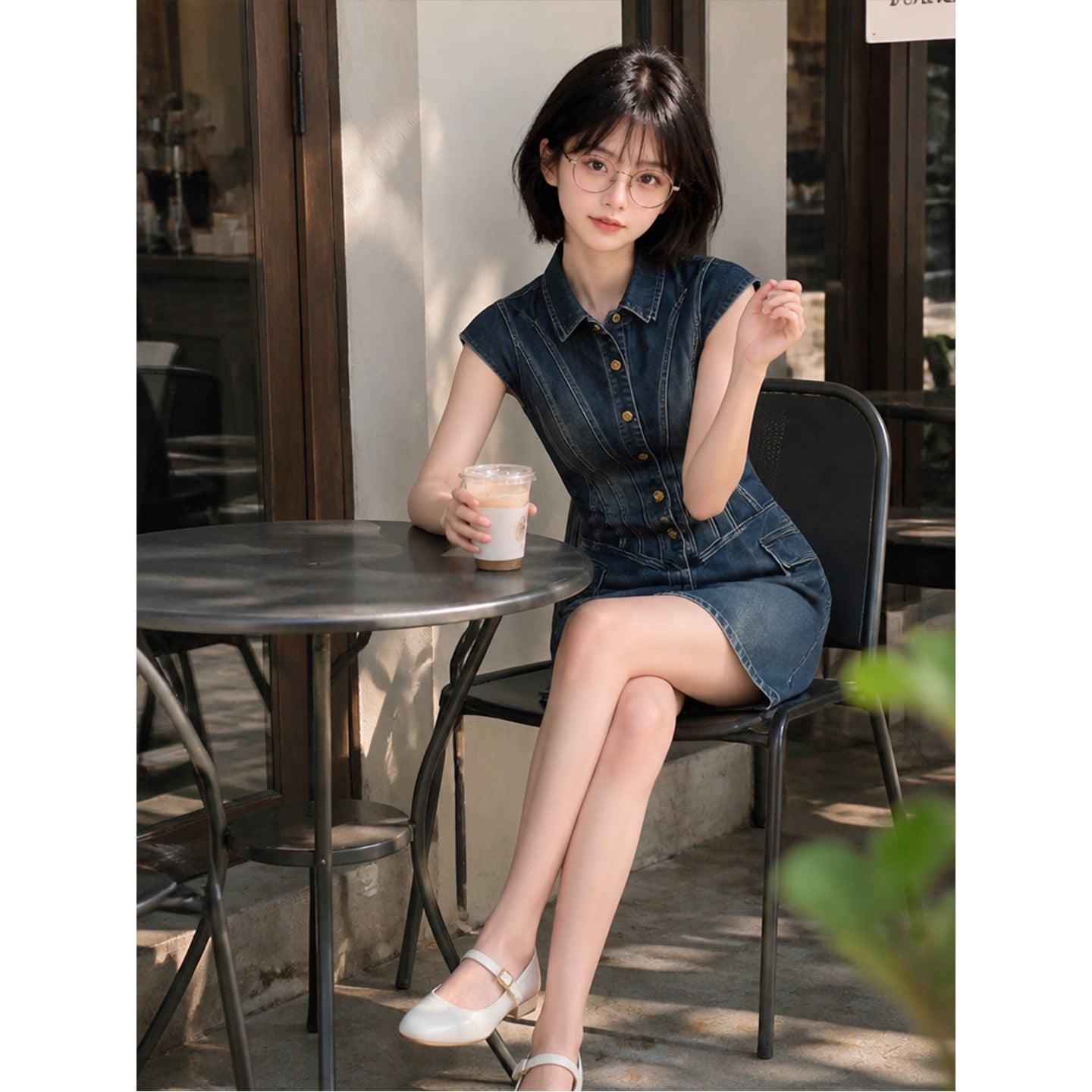 Womens Short Sleeve Denim Shirt Dress