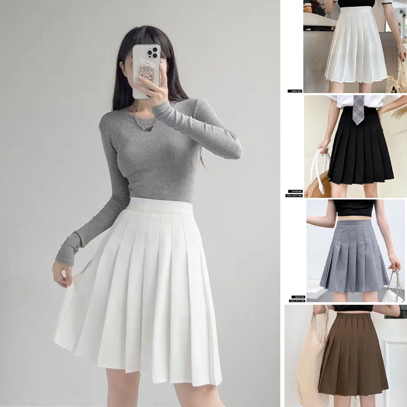 Elastic Waist Pleated Skirt
