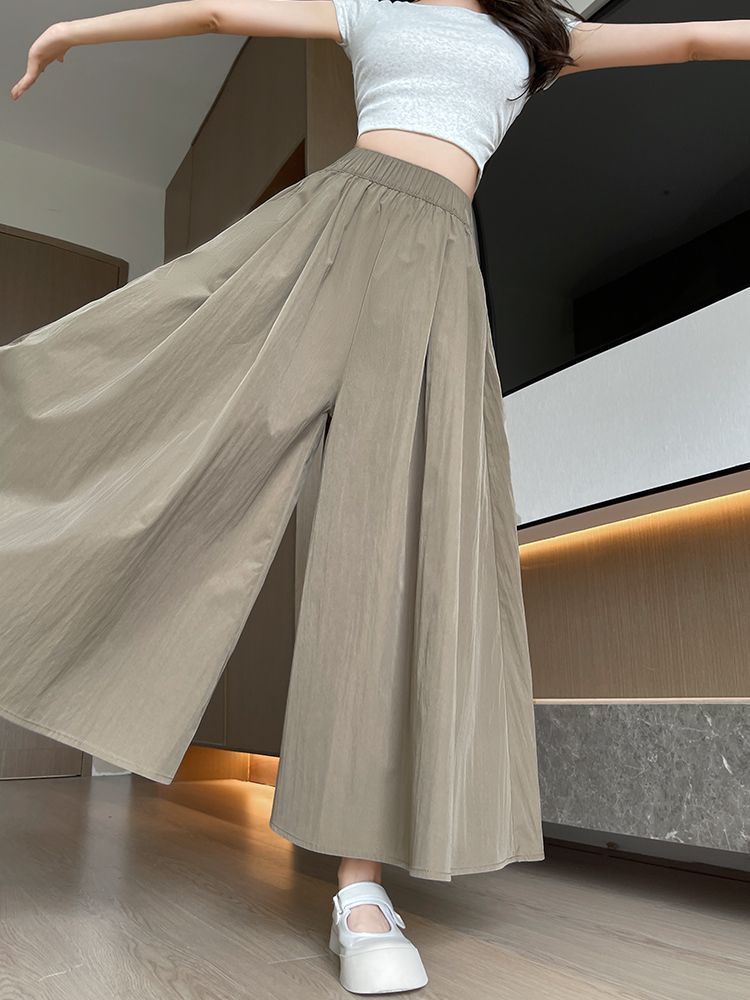 High Waist Wide Leg Ice Silk Culottes