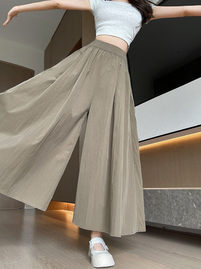 High Waist Wide Leg Ice Silk Culottes