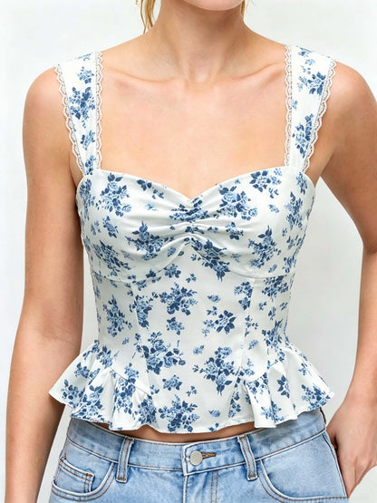 Floral Lace Backless Top