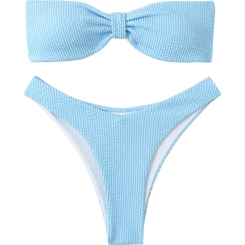 Solid Color Bikini Mesh Swimsuit