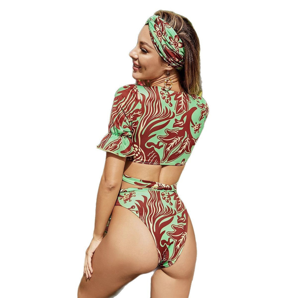 Floral Back-Piece Bikini Swimsuit