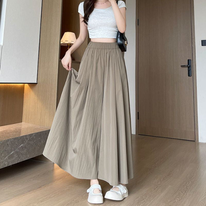 High Waist Wide Leg Ice Silk Culottes